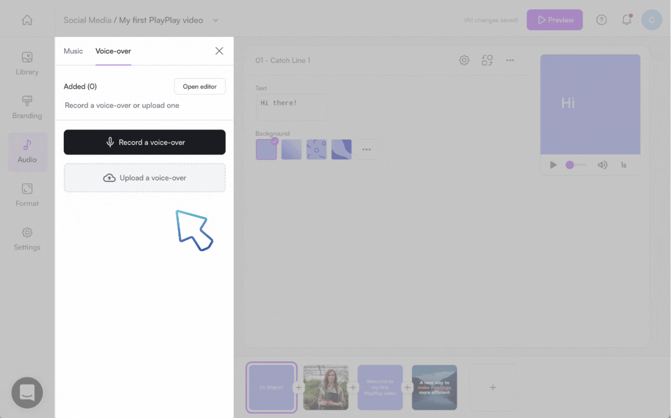 CREA_AUD_VOV_Upload add voice over in video-02-EN.gif
