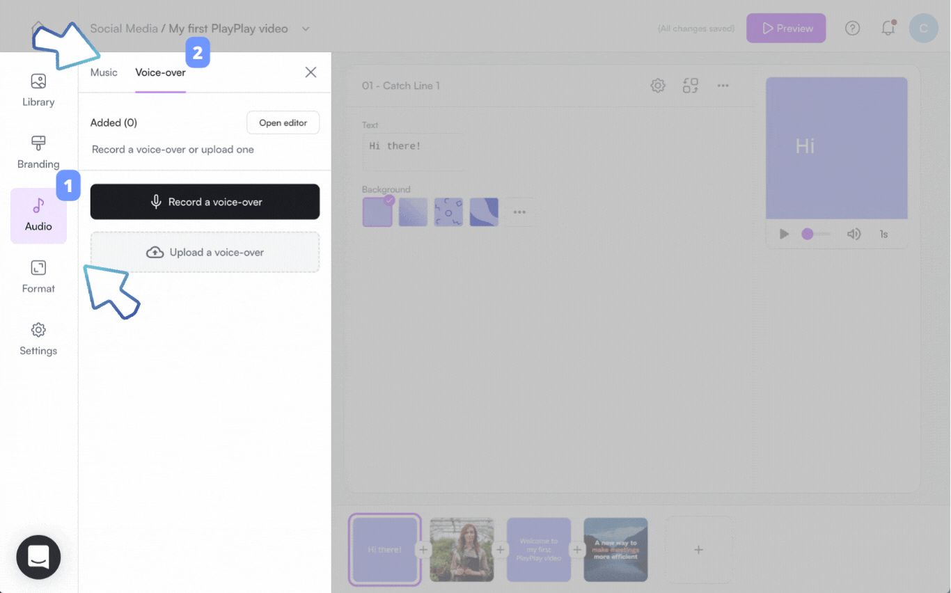 CREA_AUD_VOV_Upload add voice over in video-01-EN.gif