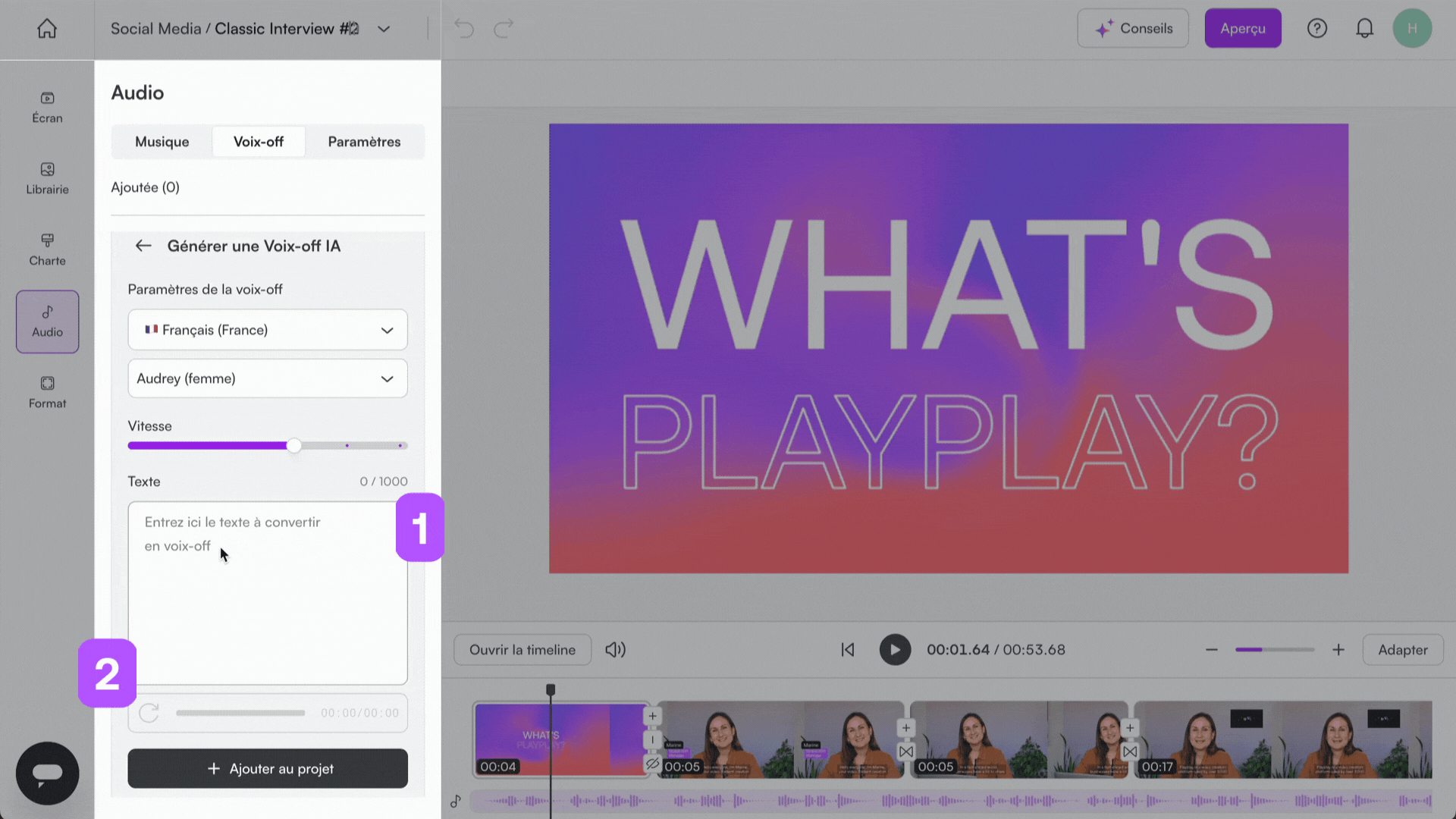 🇫🇷 04 How do I turn my text into speech (AI Voice-over-.gif