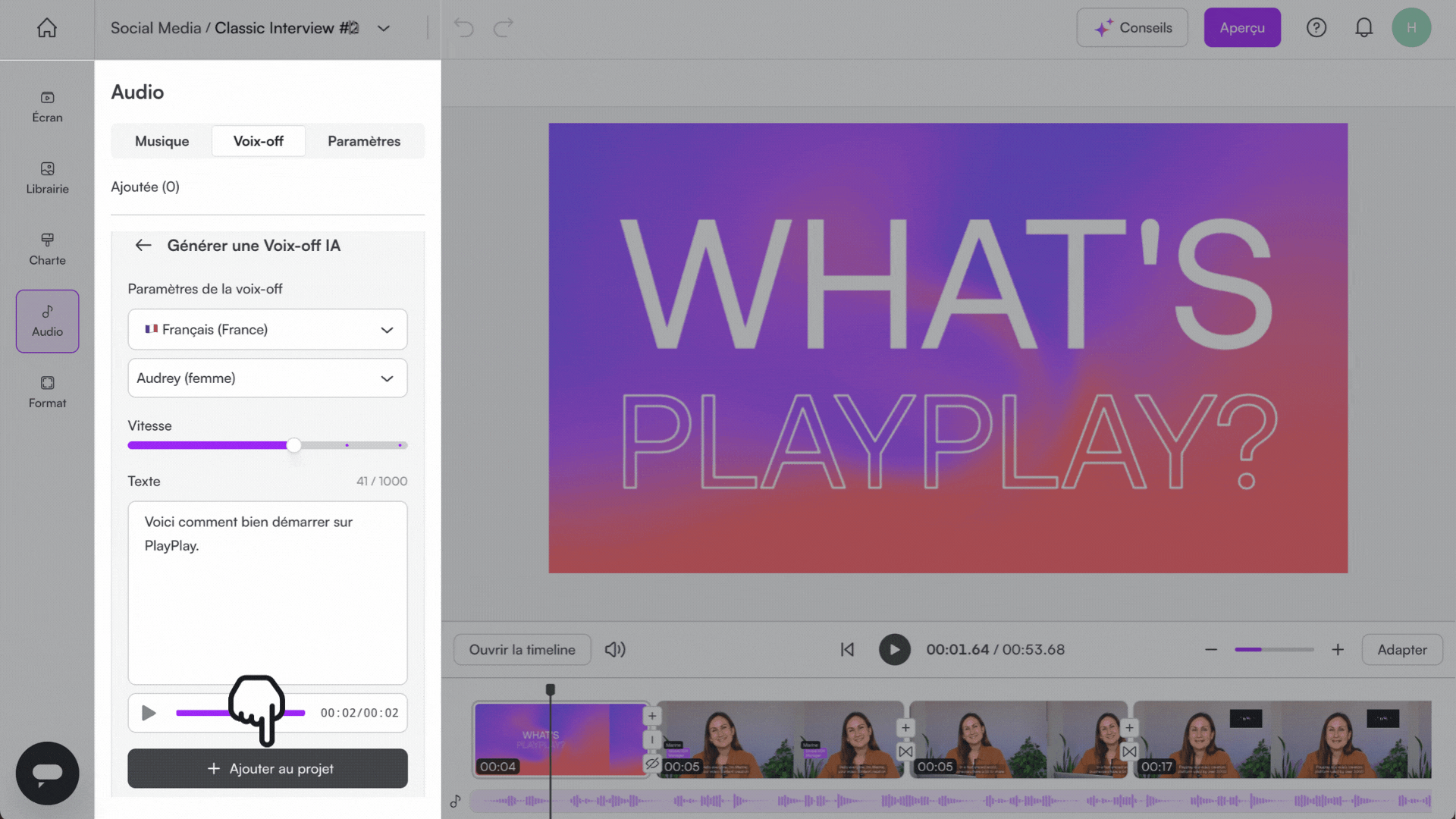🇫🇷 05 How do I turn my text into speech (AI Voice-over-.gif