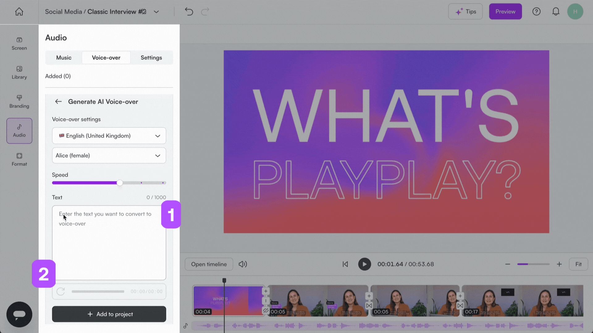 🇬🇧 How do I turn my text into speech (AI Voice-over-.gif